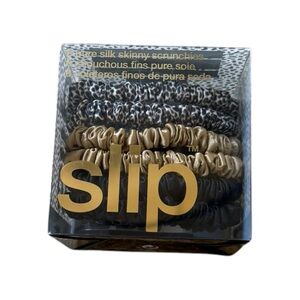 Slip Silk Skinny Scrunchies - Black and Gold